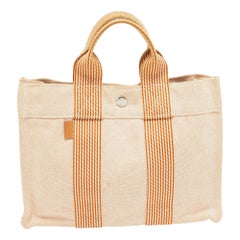 Hermes Peach Canvas Fourre Tout PM Bag