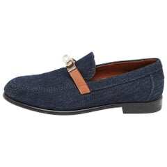 Mocassins Destin en denim bleu Hermès Taille 36.5