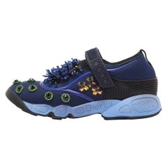 Dior Blaue Turnschuhe aus Neopren und Mesh Fusion mit Velcro-Riemen Größe 37,5