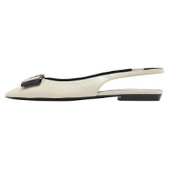 Saint Laurent Cream Leather Anais Slingback Flats Size 38