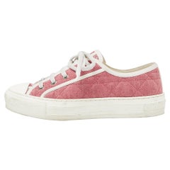 Dior Pink Quilted Canvas and Rubber Walk'n'Dior Low Top Sneakers Size 37