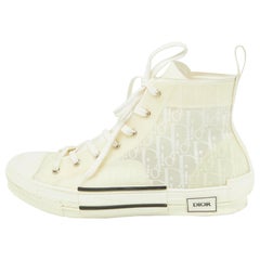 Dior White Mesh and Rubber B23 High Top Sneakers Size 45