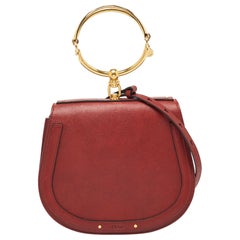 Chloe Red Leather and Suede Medium Nile Bracelet Top Handle Bag