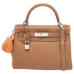 Hermès Gold Togo Leather Palladium Finish Kelly Retourne 28 Bag