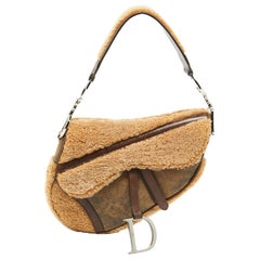 Bolso Dior de piel y borreguillo beige/marrón