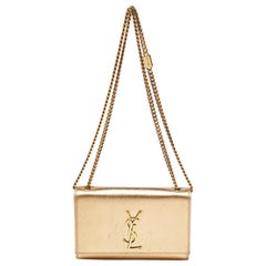 Saint Laurent Gold Leather Small Monogram Kate Chain Bag