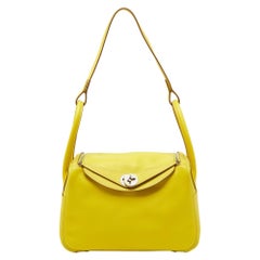 Hermès Lime Swift Leather Palladium Finish Lindy 26 Bag