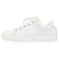 Used Hermes White Leather Quicker Sneakers Size 36