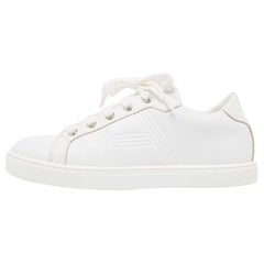 Hermes White Leather Quicker Sneakers Size 36