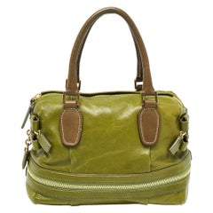 Chloe Green Leather Andy Expandable Satchel