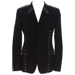 99%IS Comme Des Garcons Homme Plus Black Wool Blazer Safety Pin Embellishments 5