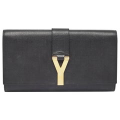 Saint Laurent Black Leather Y Line Clutch