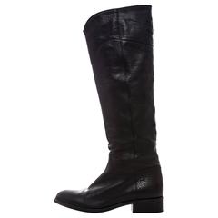 Chanel Tall Black Leather Boots 