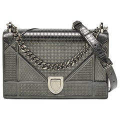 Dior Grey Patent Leather Medium Diorama Shoulder Bag