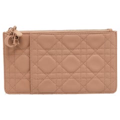 Dior Dusty Pink Cannage Leather Lady Dior Zip Pouch