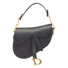 Dior Black Leather Mini Saddle Bag