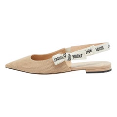 Dior Beige/White Fabric J'Adior Slingback Flats Size 40