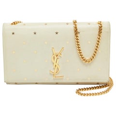 Bolso de hombro mediano Kate Star de piel color crema Saint Laurent