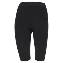 Saint Laurent Black Ribbed Stretch-Knit Shorts S