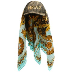 Fendi X Versace Brown Baroque/Foulard Canvas and Silk Scarf Baseball Cap