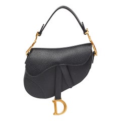 Dior Black Leather Mini Saddle Bag