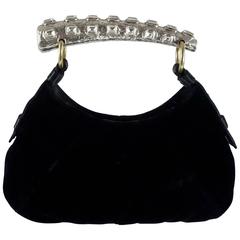 Tom Ford for YSL Black Velvet Mombasa Bag with Rhinestone Handle 12