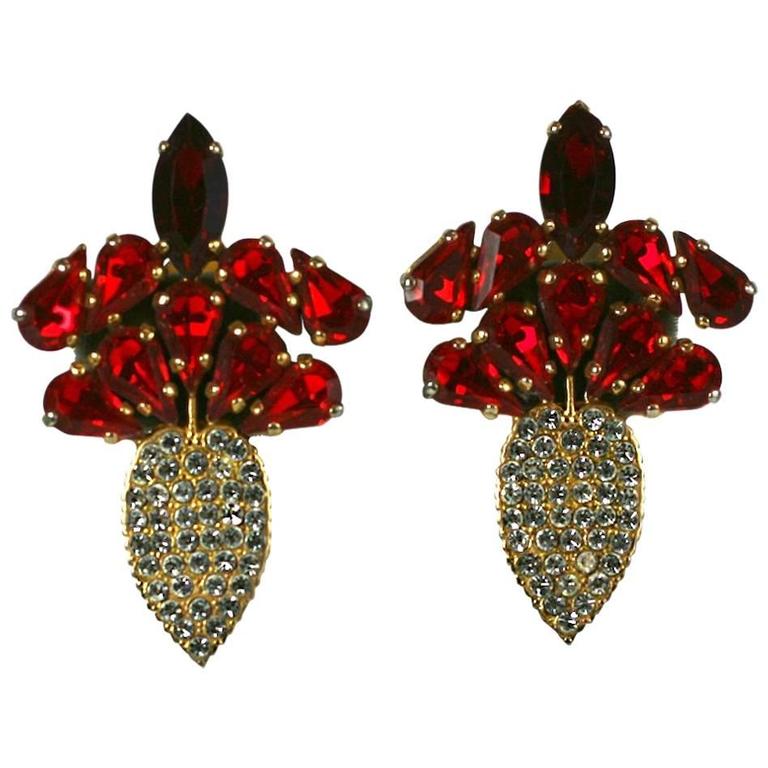 Italian Ruby Paste Radish Earrings For Sale at 1stDibs