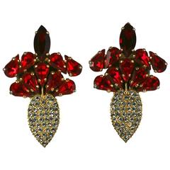 Vintage Italian Ruby Paste Radish Earrings