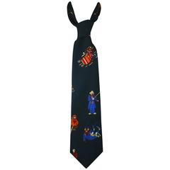 Vintage Schiaparelli Circus Collection Revival Wide Necktie