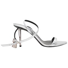 Used Silver Tom Ford Padlock Heeled Sandals