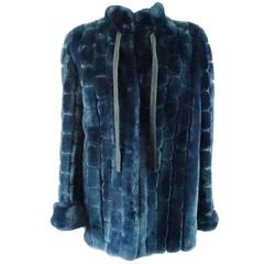 Christian Dior Vintage Blue Faux Fur Coat - L - 1990's 8