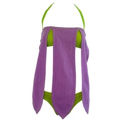 Rudi Gernreich A/W 1968 Carwash Hem Vintage 60s Wool Purple Bikini Swimsuit