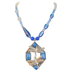 LB offers Antique Czech Deco buckle pendant Vintage crystal Venetian necklace 