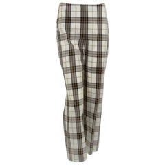 Burberry Cream Nova Check Plaid Flat Front Straight Pants - US 8 oder M, 2001