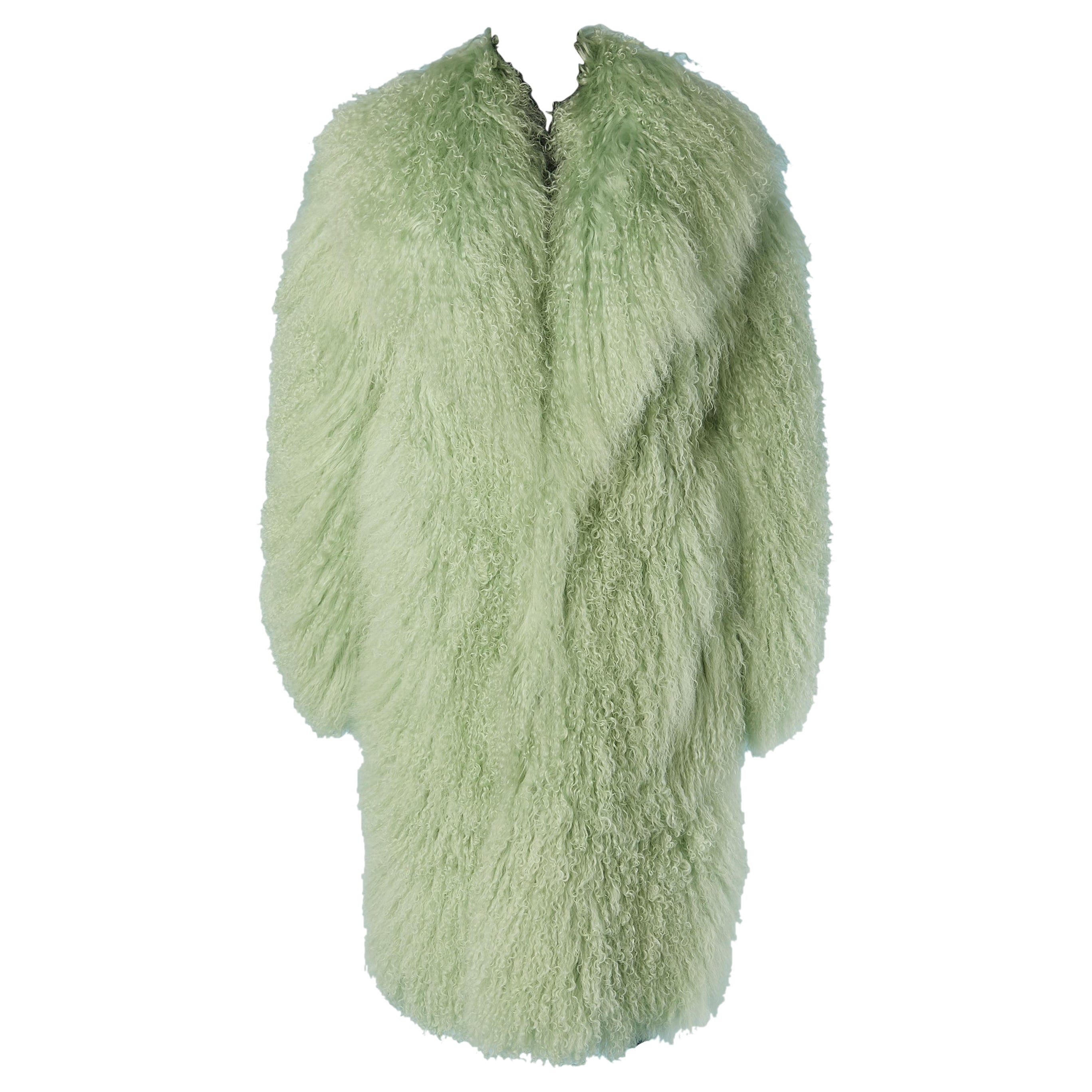 Pale Mongolian fur single breasted coat Jin Diao For Sale