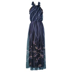 Backless printed evening dress Charles Glueck Circa 1970's