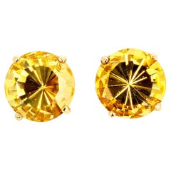AJD Graduation Honor  Fiery Brilliant 5.9 Cts Yellow Beryl Gold Earrings