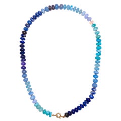 Turquoise Beaded Gemstone Necklace with Ethiopian Opals and Lapis in 14K Gold