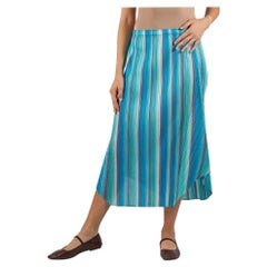 1990S Pleats Please Issey Miyake Ocean Blues Striped Skirt