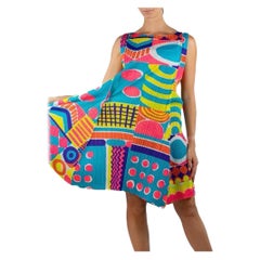 1990S Pleats Please Issey Miyake Neon Geometric Dress