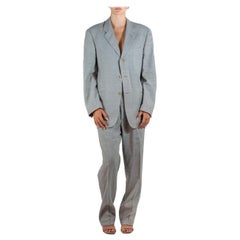 Vintage 1990S Donna Karan Oyster Grey Linen & Rayon Pant Suit