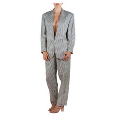 Vintage 1990S Perry Ellis Silk & Linen Check Pant Suit