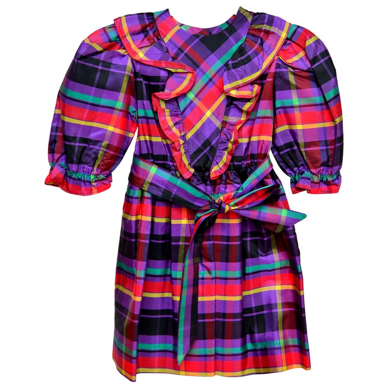 YSL Vintage 80's Yves Saint Laurent Little Girl's Plaid Dress NEW