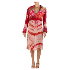 Morphew Collection Red & Pastels Silk Chiffon Dress