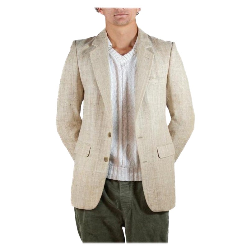 1980S Cream Raw Silk Men"S Blazer For Sale