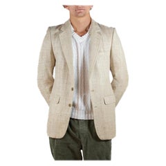 Vintage 1980S Cream Raw Silk Men"S Blazer