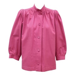Vintage Yves Saint Laurent Rose Pink Cotton Canvas Jacket, 1970's