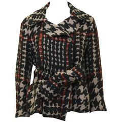 1980's Sonia Rykiel Houndstooth Belted Wool Jacket 8