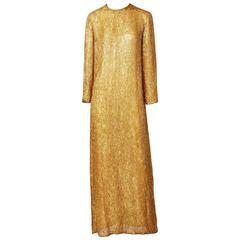 Halston Amber Toned Beaded Gown