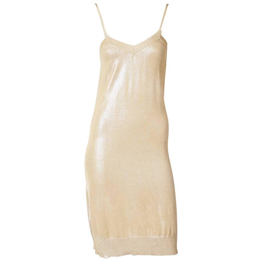 Martin Margiela for Hermes Shimmery Gold Knit Slip Dress